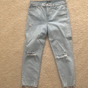 Express Mom Jean sz 8 super high rise raw hem